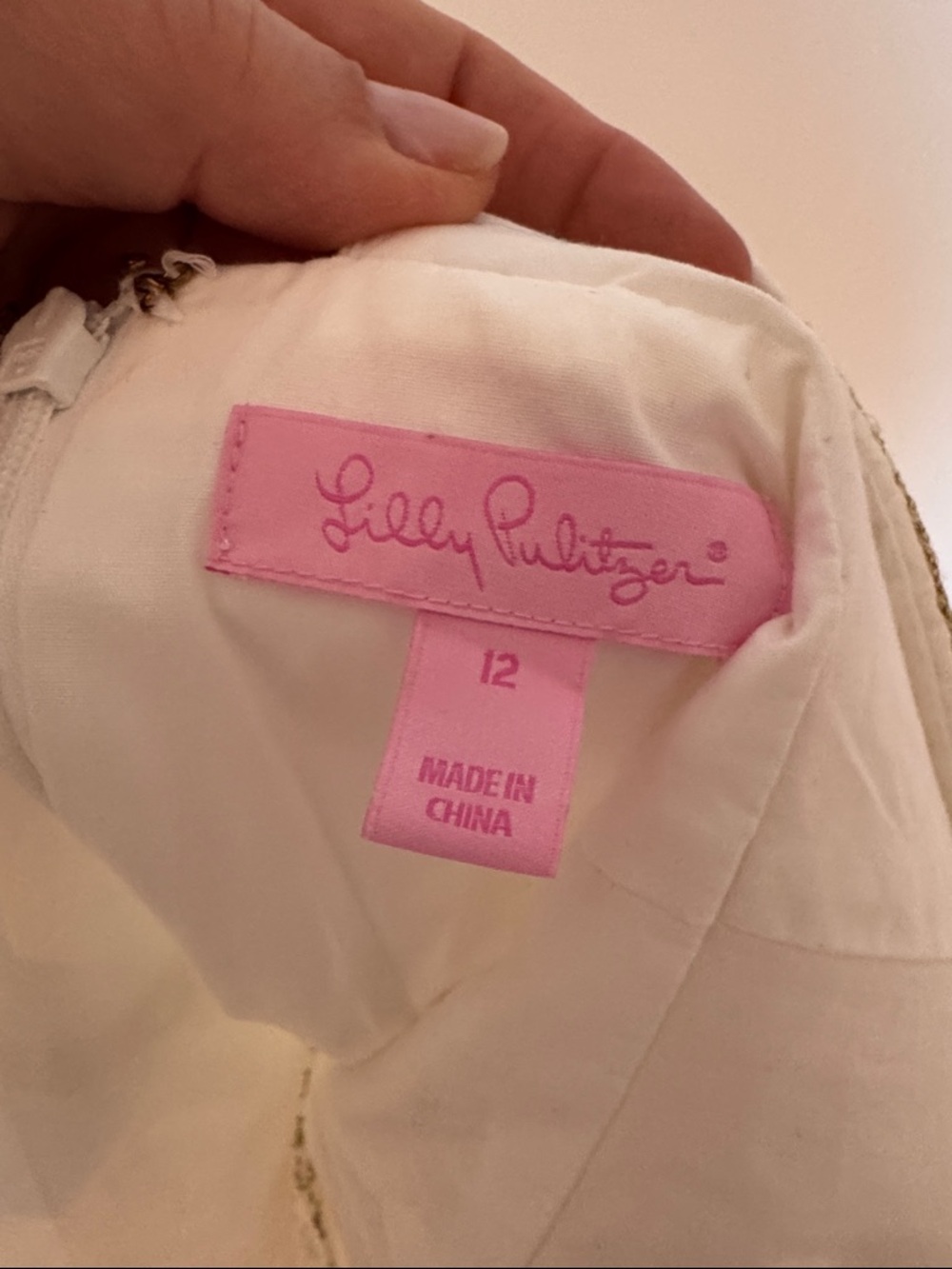 Lilly Pulitzer White Sleeveless V-Neck Dress with Gold Trim - Picture 2 of 4